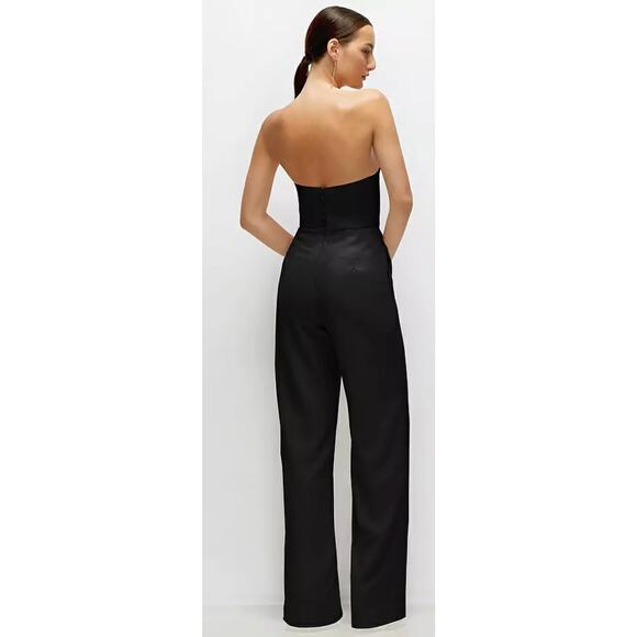 Dessy Collection NWT Black Strapless Cat-Eye Corset Crepe Jumpsuit Formal 6 - Picture 2 of 14
